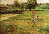 Adam And Eve Paintings - Summertime 1890 by John Ottis Adams